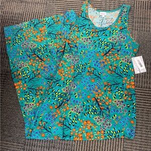 NWT LuLaRoe DaniMaxi Dress - Vibrant Floral in Green Sz Large